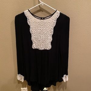 Anthropologie Black and White high neck longsleeve